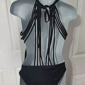 Black Strappy Women Swim One Piece Size Small